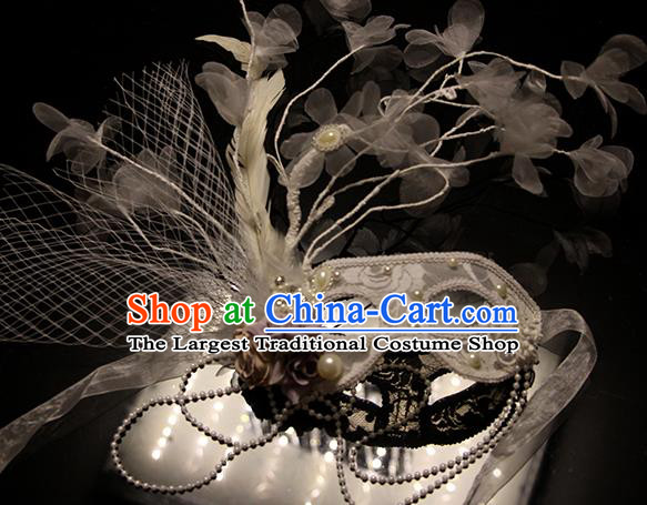 Top Fancy Ball Decorations Halloween Cosplay Princess White Flowers Mask Stage Performance Face Accessories