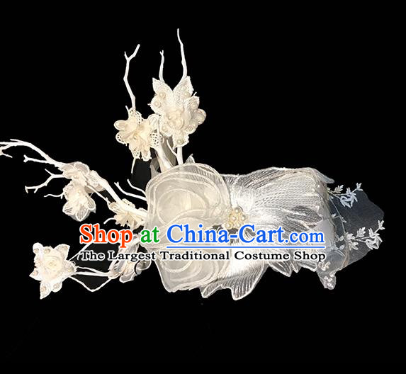 Top Cosplay Princess White Silk Flowers Mask Halloween Stage Performance Face Accessories Fancy Ball Decorations