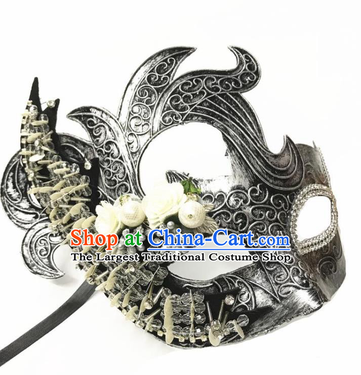 Top Grade Fancy Ball Cosplay Swordsman Face Mask Halloween Stage Performance Accessories