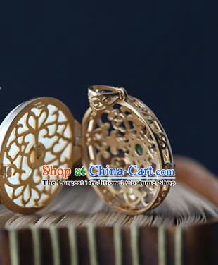 China Classical Silver Sachet Accessories Traditional National Gems Jewelry Handmade Jade Necklace Pendant