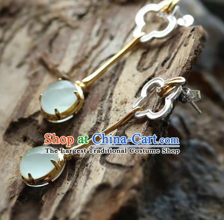 Handmade Chinese Classical Cheongsam Earrings Chalcedony Eardrop Accessories Traditional Spar Ear Jewelry