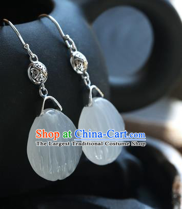 Handmade Chinese Traditional Quartz Ear Jewelry Eardrop Accessories Classical Cheongsam Silver Earrings