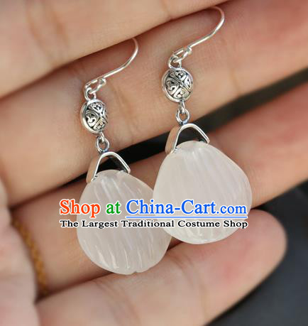 Handmade Chinese Traditional Quartz Ear Jewelry Eardrop Accessories Classical Cheongsam Silver Earrings