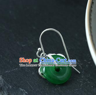 Handmade Chinese Traditional Ear Jewelry Silver Eardrop Classical Cheongsam Chrysoprase Earrings Accessories