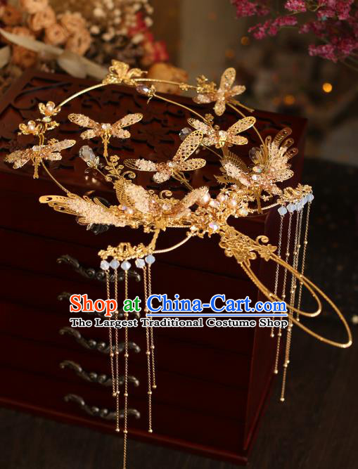 Chinese Traditional Wedding Accessories Handmade Bride Golden Round Fan