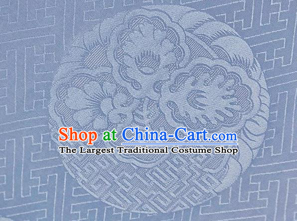 Chinese Classical Peony Pattern Design Light Blue Mulberry Silk Fabric Asian Traditional Cheongsam Silk Material