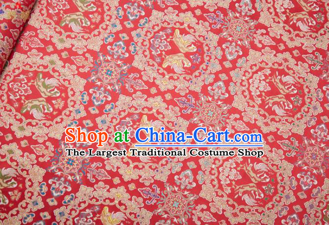 Chinese Classical Mandarin Duck Pattern Design Red Song Brocade Fabric Asian Traditional Silk Material