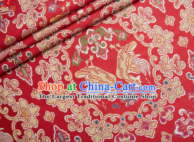 Chinese Classical Mandarin Duck Pattern Design Red Song Brocade Fabric Asian Traditional Silk Material