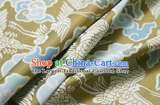 Chinese Classical Cloud Crane Pattern Design Golden Song Brocade Fabric Asian Traditional Silk Material