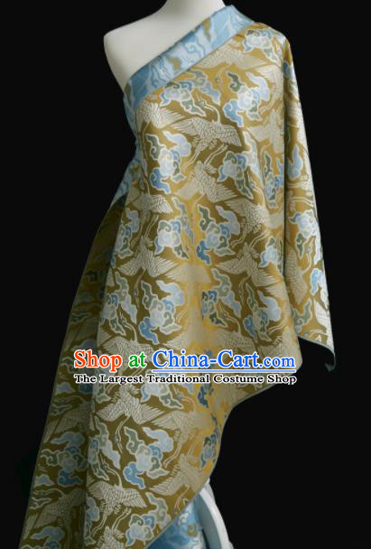 Chinese Classical Cloud Crane Pattern Design Golden Song Brocade Fabric Asian Traditional Silk Material
