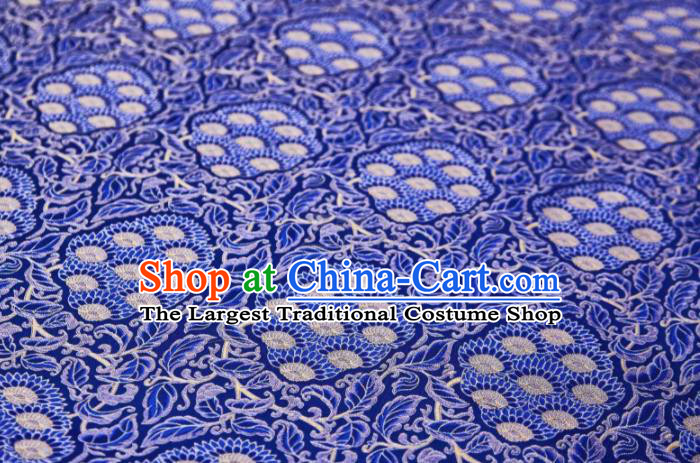 Chinese Classical Lotus Pattern Design Royalblue Song Brocade Fabric Asian Traditional Silk Material