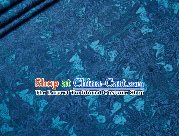 Chinese Classical Grass Pattern Design Peacock Green Su Brocade Fabric Asian Traditional Silk Material