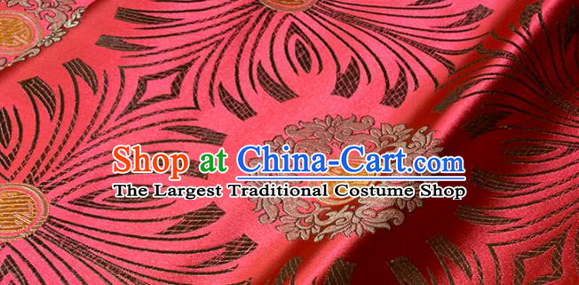 Chinese Classical Sunflowers Pattern Design Red Brocade Fabric Asian Traditional Satin Tang Suit Silk Material