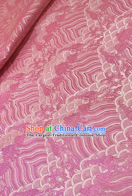 Chinese Classical Sea Wave Pattern Design Pink Brocade Fabric Asian Traditional Satin Tang Suit Silk Material