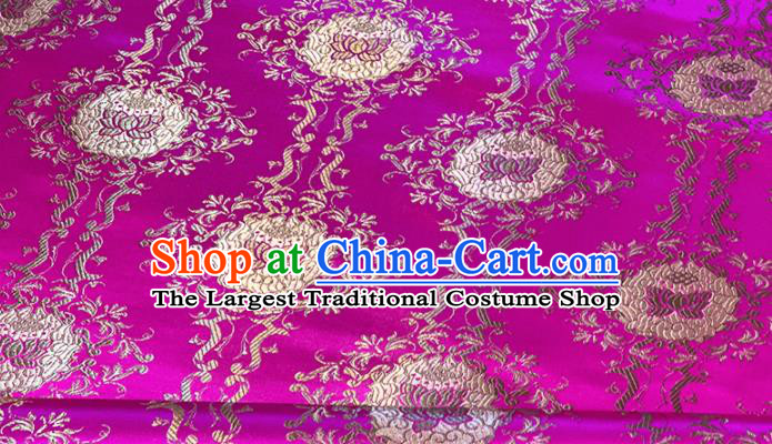 Chinese Classical Lotus Pattern Design Rosy Brocade Fabric Asian Traditional Satin Tang Suit Silk Material