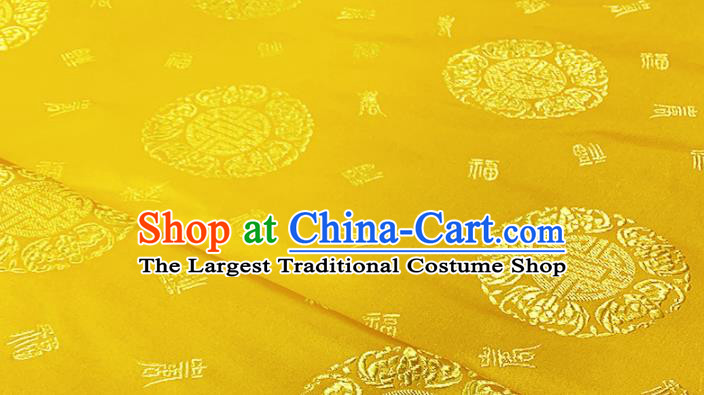 Chinese Classical Bats Pattern Design Golden Brocade Fabric Asian Traditional Satin Tang Suit Silk Material