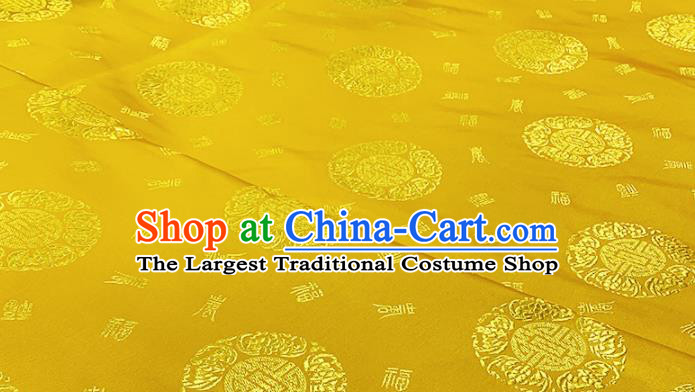 Chinese Classical Bats Pattern Design Golden Brocade Fabric Asian Traditional Satin Tang Suit Silk Material