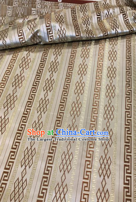 Chinese Classical Pattern Design Light Khaki Brocade Fabric Asian Traditional Satin Tang Suit Silk Material