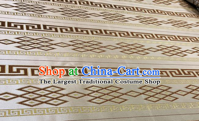 Chinese Classical Pattern Design Light Khaki Brocade Fabric Asian Traditional Satin Tang Suit Silk Material
