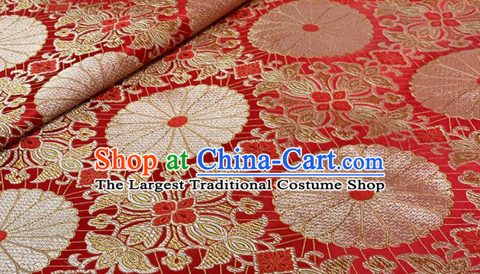 Chinese Classical Sunflower Pattern Design Red Brocade Fabric Asian Traditional Satin Tang Suit Silk Material