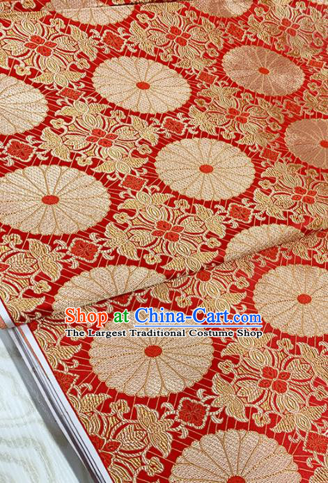 Chinese Classical Sunflower Pattern Design Red Brocade Fabric Asian Traditional Satin Tang Suit Silk Material