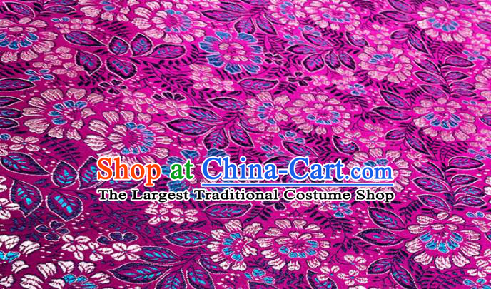 Chinese Classical Flowers Pattern Design Rosy Brocade Fabric Asian Traditional Satin Tang Suit Silk Material