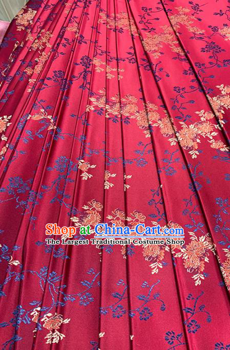 Chinese Classical Chrysanthemum Pattern Design Wine Red Brocade Fabric Asian Traditional Satin Tang Suit Silk Material