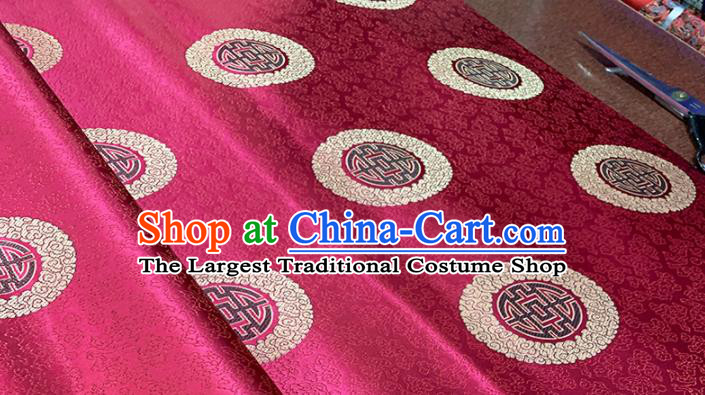 Chinese Classical Round Pattern Design Purplish Red Brocade Fabric Asian Traditional Satin Tang Suit Silk Material