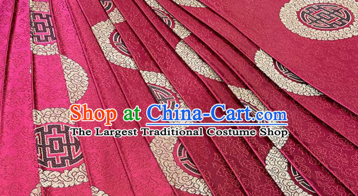 Chinese Classical Round Pattern Design Purplish Red Brocade Fabric Asian Traditional Satin Tang Suit Silk Material