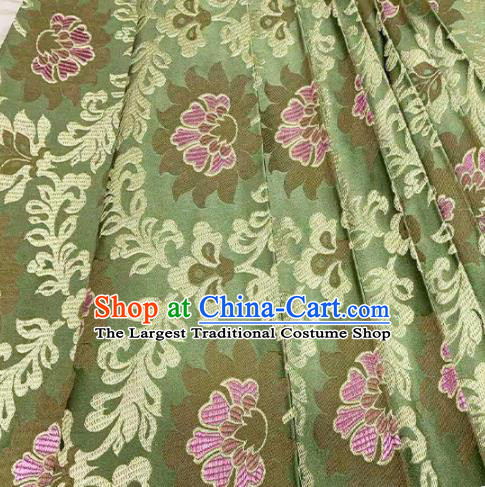 Chinese Classical Lotus Pattern Design Light Green Brocade Fabric Asian Traditional Satin Tang Suit Silk Material