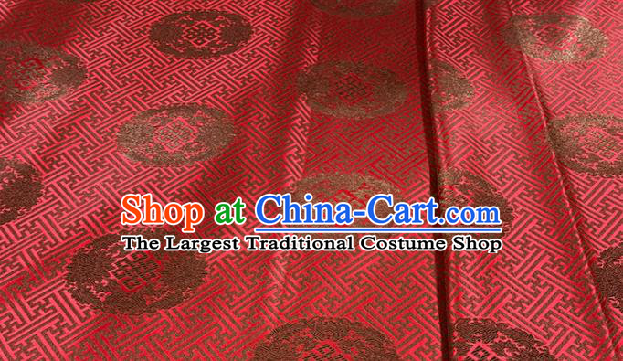 Chinese Classical Lotus Pattern Design Purplish Red Brocade Fabric Asian Traditional Satin Tang Suit Silk Material