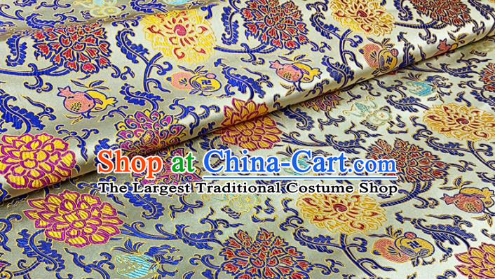 Chinese Classical Lotus Pattern Design Light Golden Brocade Fabric Asian Traditional Satin Tang Suit Silk Material