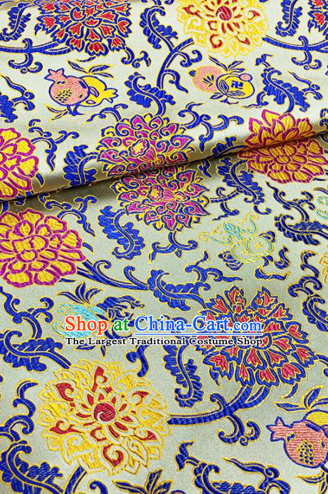 Chinese Classical Lotus Pattern Design Light Golden Brocade Fabric Asian Traditional Satin Tang Suit Silk Material