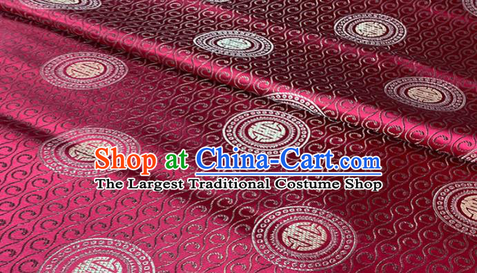 Chinese Classical Round Pattern Design Rosy Brocade Fabric Asian Traditional Satin Tang Suit Silk Material