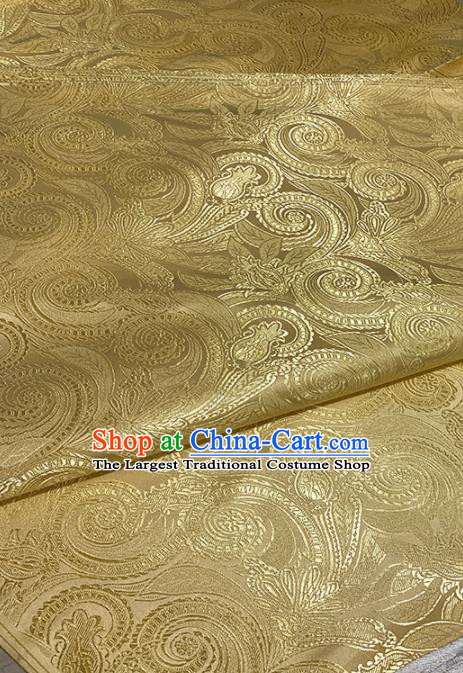 Chinese Classical Royal Conch Pattern Design Golden Brocade Fabric Asian Traditional Satin Tang Suit Silk Material