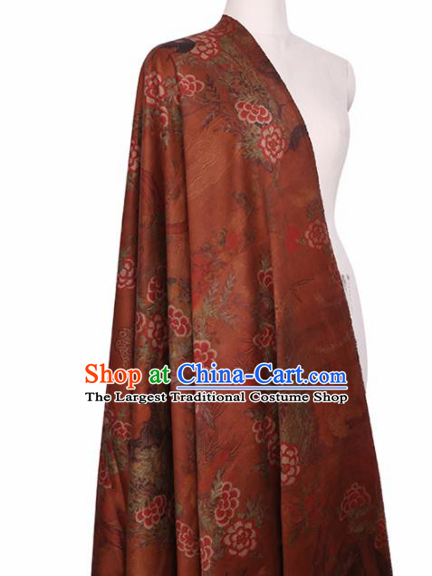 Chinese Classical Peony Butterfly Pattern Design Orange Mulberry Silk Fabric Asian Traditional Cheongsam Silk Material
