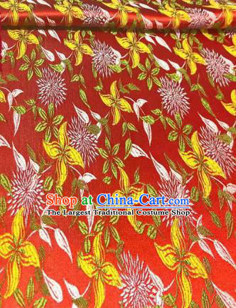 Chinese Classical Royal Flowers Pattern Design Red Brocade Fabric Asian Traditional Satin Tang Suit Silk Material
