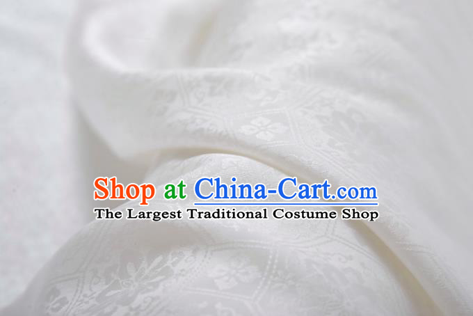 Chinese Classical Septaria Pattern Design White Silk Fabric Asian Traditional Cheongsam Brocade Material