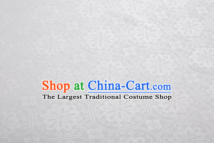Chinese Classical Septaria Pattern Design White Silk Fabric Asian Traditional Cheongsam Brocade Material