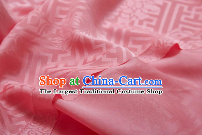 Chinese Classical Peony Pattern Design Pink Silk Fabric Asian Traditional Cheongsam Brocade Material