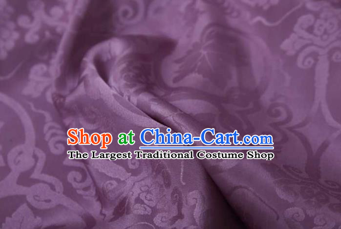 Chinese Classical Grape Vine Pattern Design Purple Silk Fabric Asian Traditional Cheongsam Brocade Material