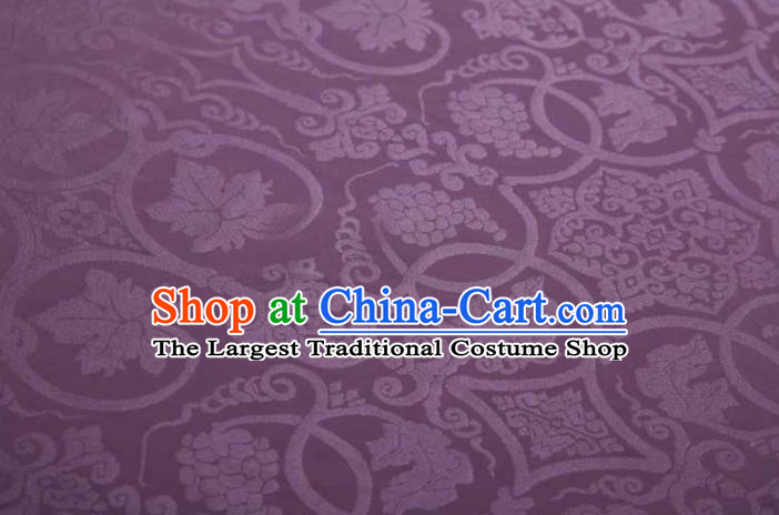 Chinese Classical Grape Vine Pattern Design Purple Silk Fabric Asian Traditional Cheongsam Brocade Material