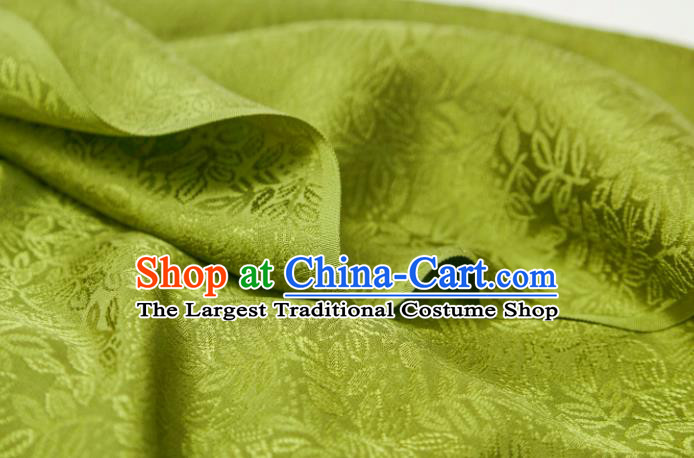 Chinese Classical Grass Pattern Design Olive Green Silk Fabric Asian Traditional Cheongsam Brocade Material