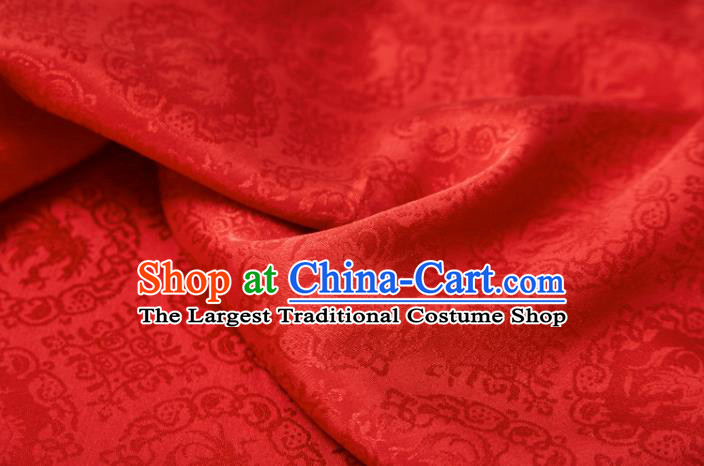 Chinese Classical Rosefinch Pattern Design Red Silk Fabric Asian Traditional Cheongsam Brocade Material