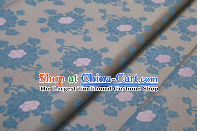 Chinese Classical Flowers Pattern Design Grey Silk Fabric Asian Traditional Cheongsam Brocade Material