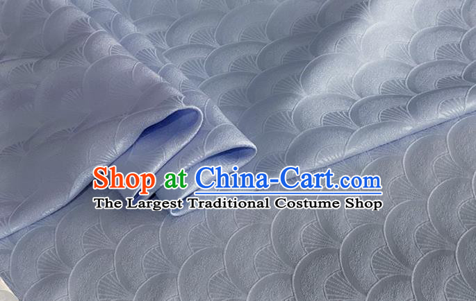Asian Chinese Classical Scale Pattern Design Blue Brocade Jacquard Fabric Traditional Cheongsam Silk Material