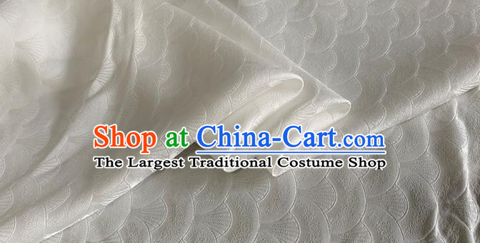 Asian Chinese Classical Scale Pattern Design White Brocade Jacquard Fabric Traditional Cheongsam Silk Material