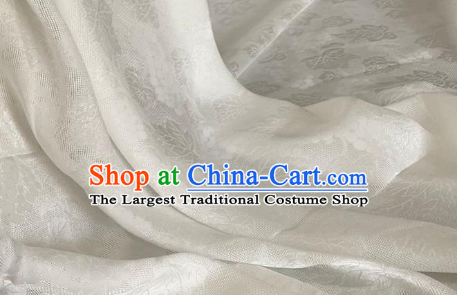 Asian Chinese Classical Maple Leaf Grape Pattern Design White Brocade Jacquard Fabric Traditional Cheongsam Silk Material