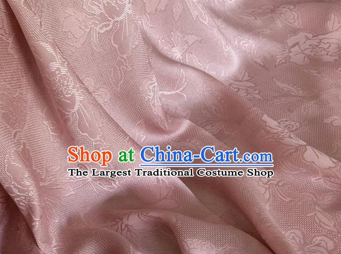 Asian Chinese Classical Peony Butterfly Pattern Design Pink Brocade Jacquard Fabric Traditional Cheongsam Silk Material