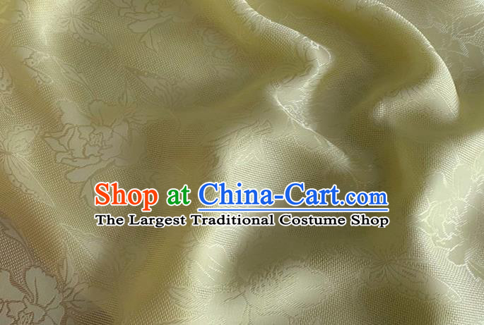 Asian Chinese Classical Peony Butterfly Pattern Design Yellow Brocade Jacquard Fabric Traditional Cheongsam Silk Material